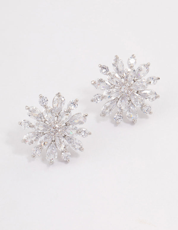 Silver Flower Stud Earrings