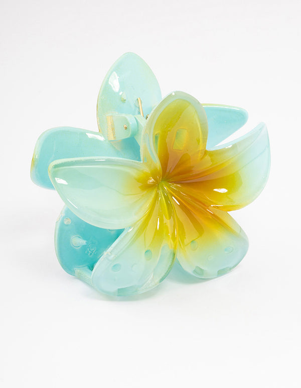 Blue Ombre Tropical Flower Claw Clip