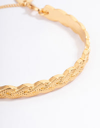 Gold Plated Twisted Weave Wrist Cuff - link has visual effect only