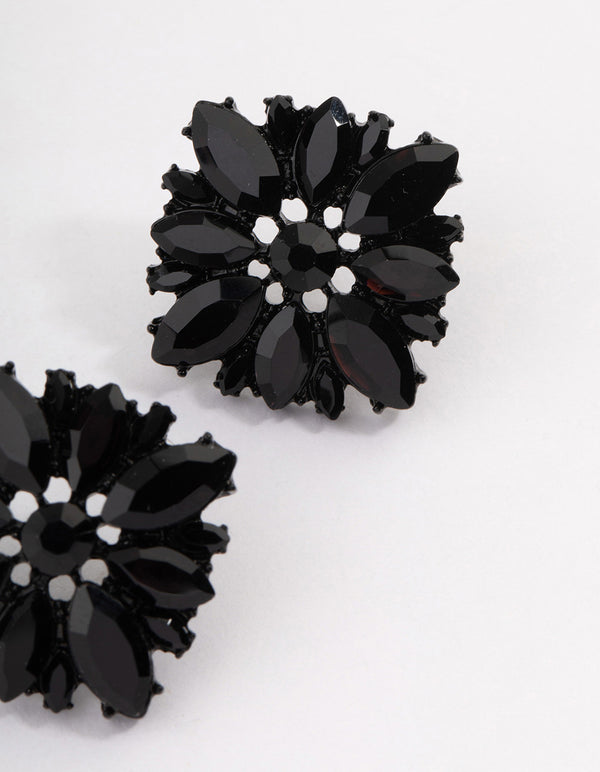 Coated Black Statement Stud Earrings