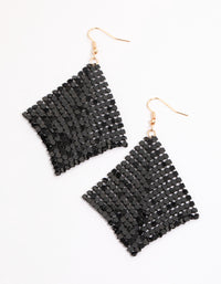 Black Basic Chainmail Drop Earrings - link has visual effect only