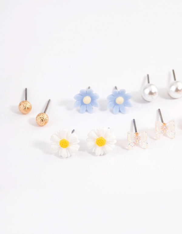 Pastel Mixed Flower Earrings 8-Pack