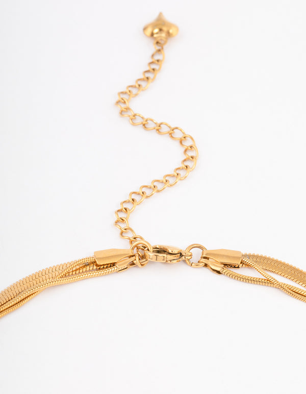 Gold Plated Max Width Snake Layered Necklace