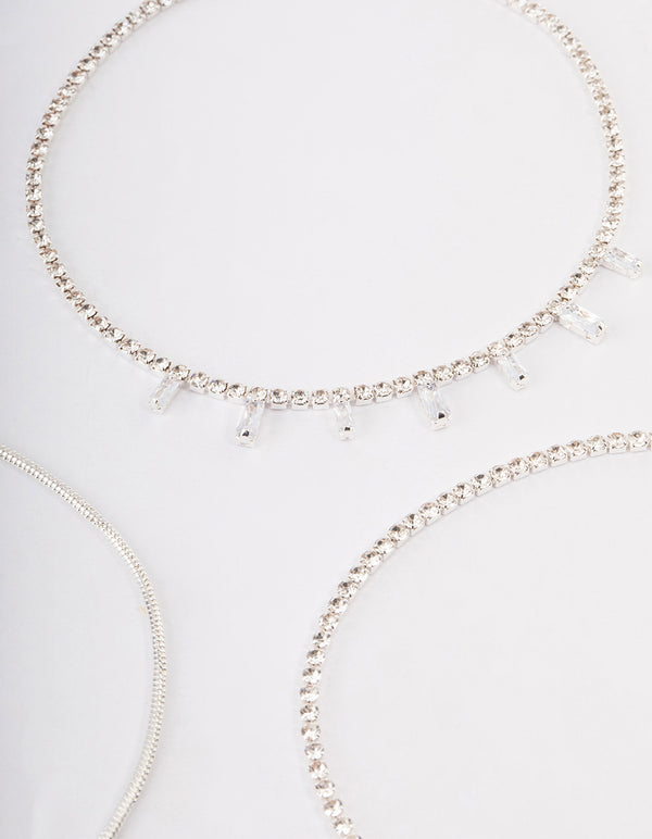 Silver Cupchain Baguette Anklet Pack