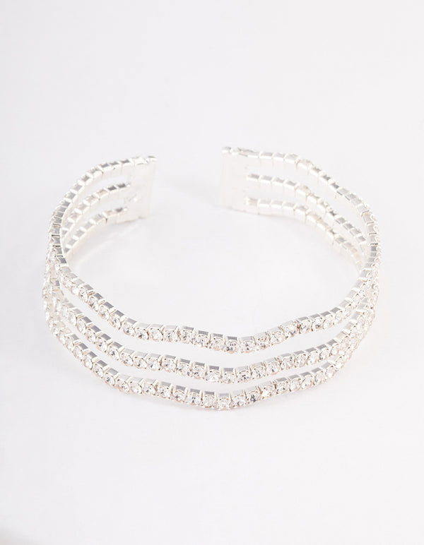 Silver Diamante Wave Cupchain Wrist Cuff