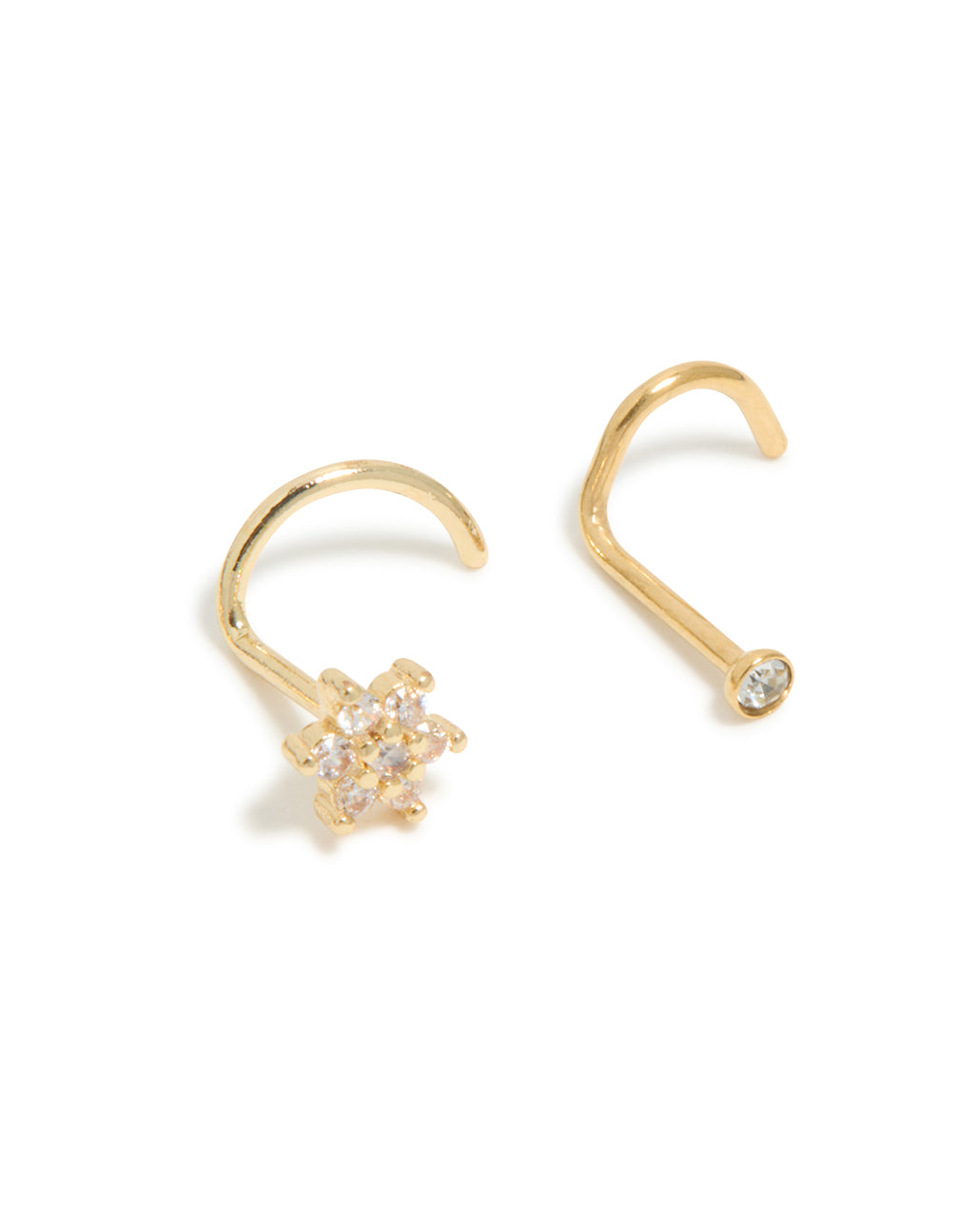 Gold Plated Surgical Steel Circle & Flower Nose Studs 3-Pack