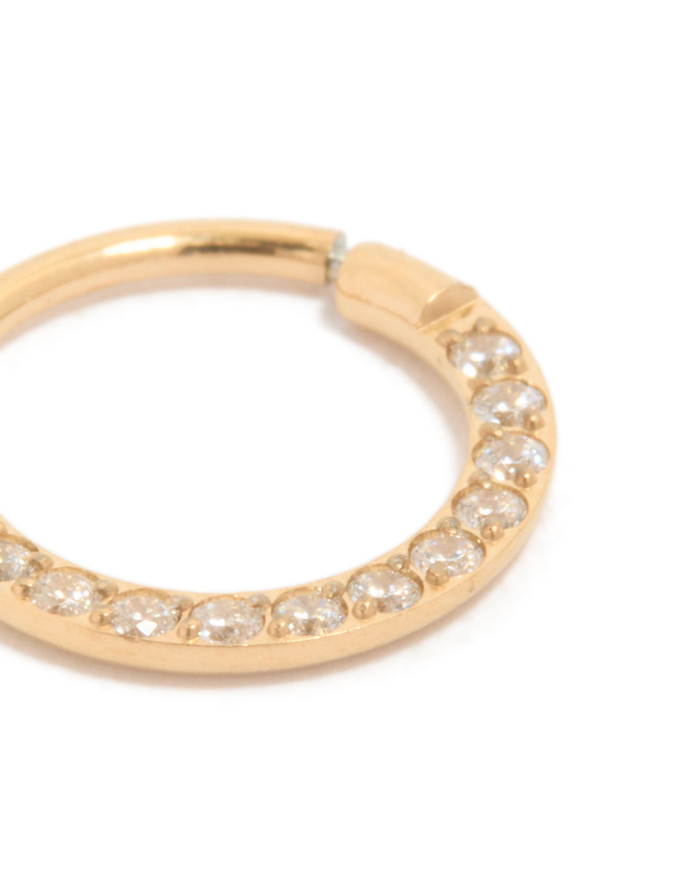 Gold Plated Titanium Cubic Zirconia Clicker Earring 7mm