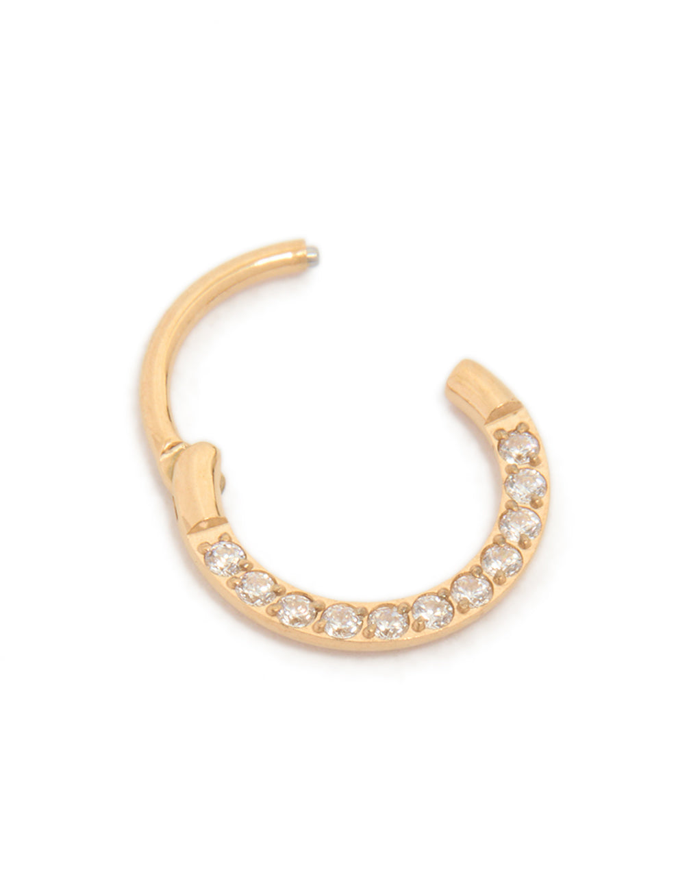 Gold Plated Titanium Cubic Zirconia Clicker Earring 7mm