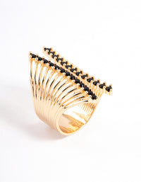 Black Ribbed Cage Ring - link has visual effect only