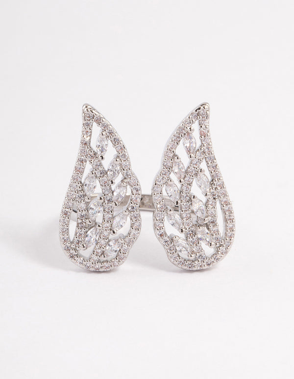 Silver Angelic Cubic Zirconia Wing Ring