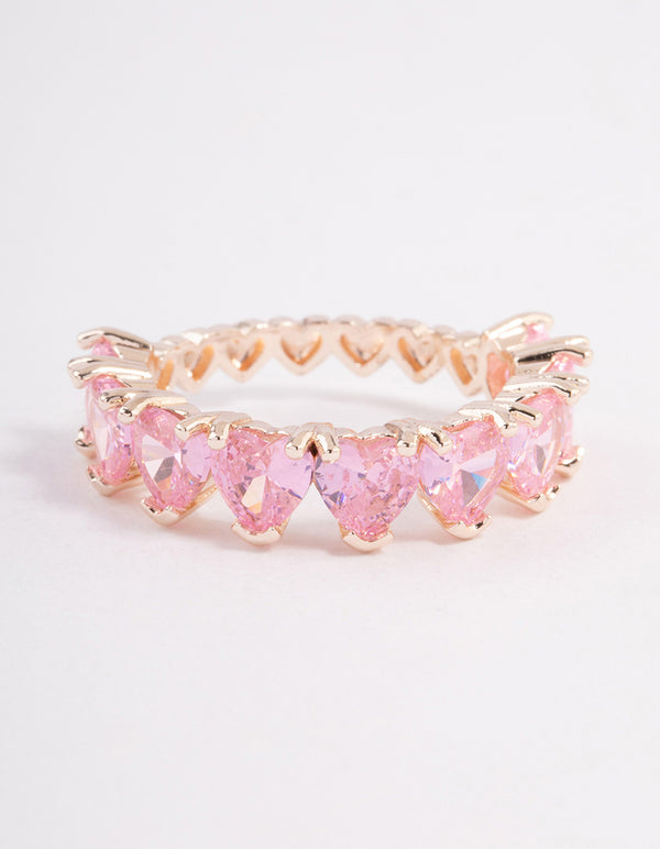Rose Gold Plated Multi Heart Band Ring