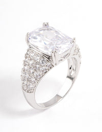 Silver Cubic Zirconia Luxe Rectangle Ring - link has visual effect only