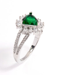 Silver Emerald Triangular Flare Ring - link has visual effect only
