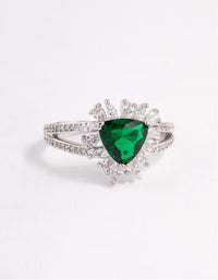 Silver Emerald Triangular Flare Ring - link has visual effect only