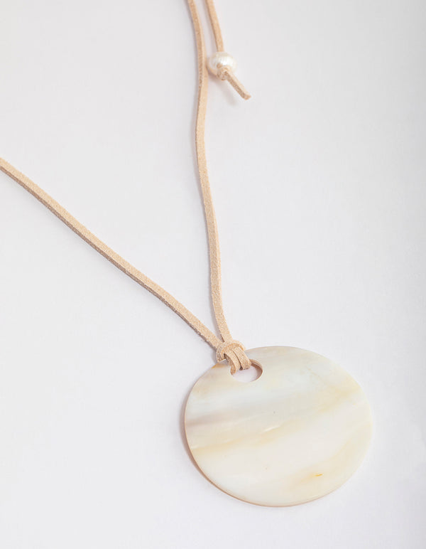 Genuine Shell Disc Fabric Necklace