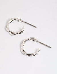 Silver Soft Twisted Huggie Earrings - link has visual effect only