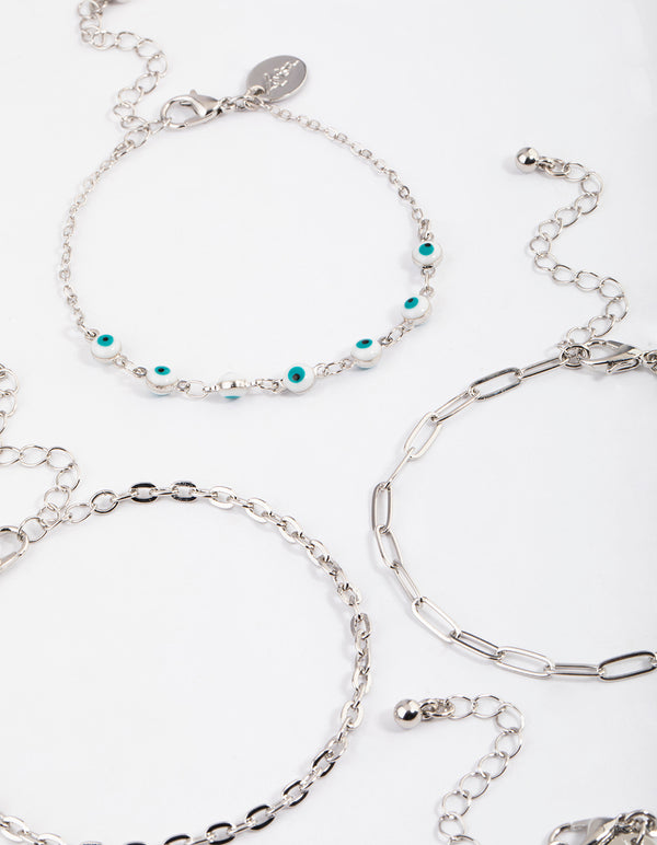 Silver Bling Cross Bracelets 4-Pack