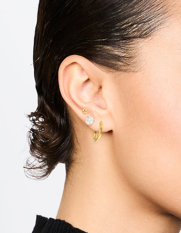 Waterproof Gold Plated Stainless Steel Basic Cubic Zirconia Earrings Pack