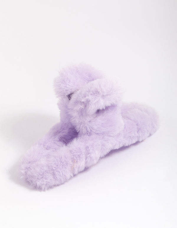 Fluffy Lilac Hair Claw Clip