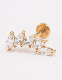 Gold Plated Surgical Steel Cubic Zirconia Leaf Flat Back - link has visual effect only