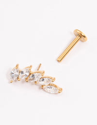 Gold Plated Surgical Steel Cubic Zirconia Leaf Flat Back - link has visual effect only