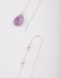 Silver Amethyst Thread Through Chain Earrings - link has visual effect only