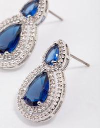 Rhodium Double Graduating Pear Stud Earrings - link has visual effect only