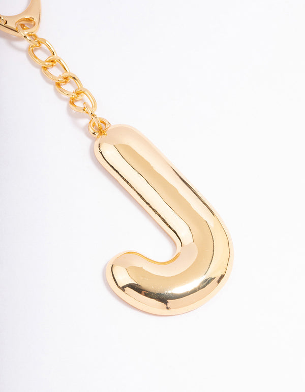 Gold Plated Letter 'J' Initial Key Ring