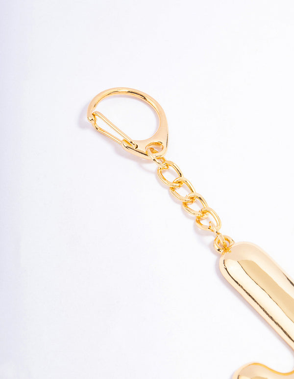 Gold Plated Letter 'J' Initial Key Ring
