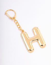 Gold Plated Letter 'H' Initial Key Ring - link has visual effect only