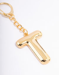 Gold Plated Letter 'T' Initial Key Ring - link has visual effect only