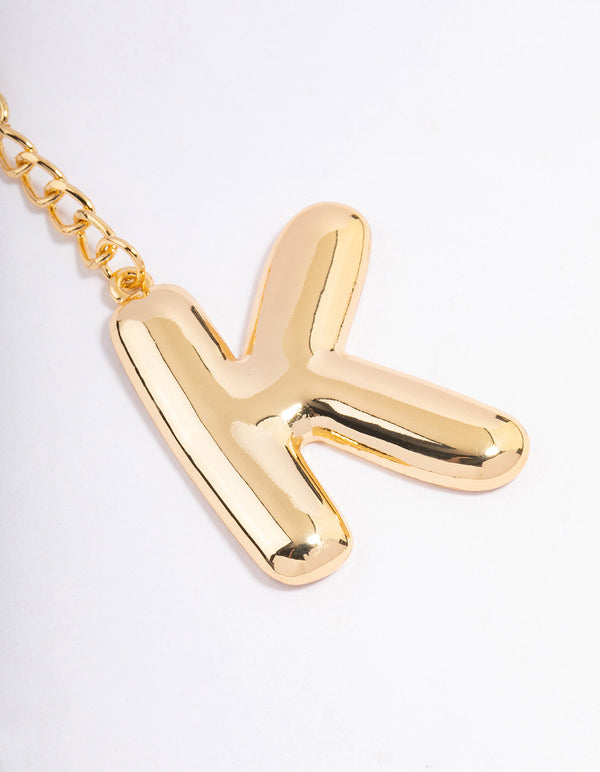 Gold Plated Letter 'K' Initial Key Ring