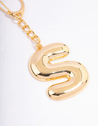 Gold Plated Letter S  Key Chain - link has visual effect only