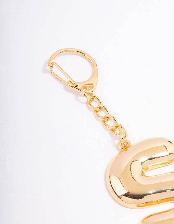 Gold Plated Letter S  Key Chain