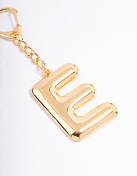Gold Plated Letter E  Key Chain - link has visual effect only