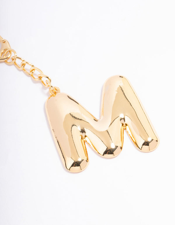 Gold Plated Letter 'M' Initial Key Ring