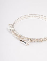 Silver Diamante Pearl Double Row Bangle - link has visual effect only