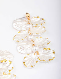 Gold Pearlised Petal Drop Earrings - link has visual effect only