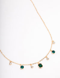 Gold Diamante & Green Pendant Necklace - link has visual effect only