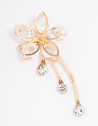 Gold Diamante Flower Brooch - link has visual effect only