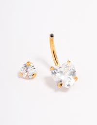 Gold Plated Surgical Steel Love Heart Claw Belly Ring - link has visual effect only