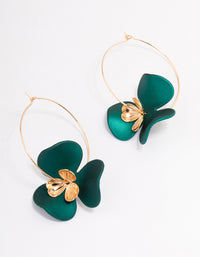 Green Flower Petal Hoop Earrings - link has visual effect only