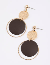 Brown Sandblast Disc Drop Earrings - link has visual effect only