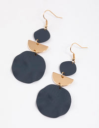 Blue Coated Beaten Disc Drop Earrings - link has visual effect only
