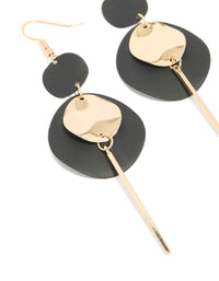 Black Coated Disc Stick Drop Earrings - link has visual effect only