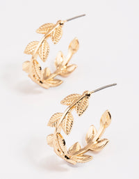 Gold Leaf Vine Hoop Earrings - link has visual effect only