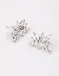 Silver Cubic Zirconia Navette Mini Stud Earrings - link has visual effect only