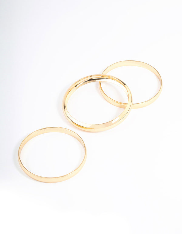 Gold Plated Classic Medium Smooth Bangle Pack
