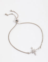 Silver Cubic Zirconia Decorated Cross Toggle Bracelet - link has visual effect only