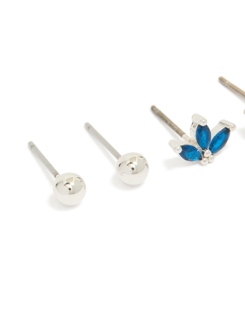 Silver Plated Brass  Cubic Zirconia Marquise Stud & Huggie Earrings Pack